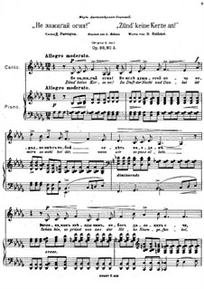 Six Romances, Op.38: Nr.3 Zünd' keine Kerze an (in Des-Dur) by Anton Arensky