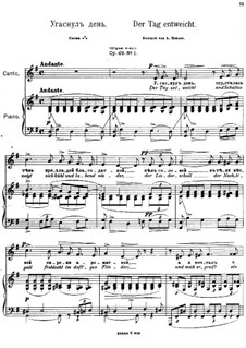 Five Romances, Op.49: Nr.1 Der Tag entweicht (in G-Dur) by Anton Arensky
