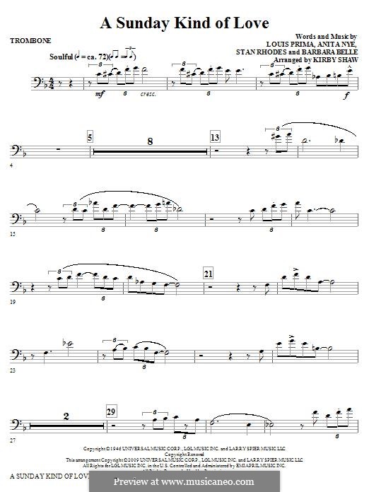 A Sunday Kind of Love: parte trombone by Anita Leonard, Barbara Belle, Louis Prima, Stan Rhodes