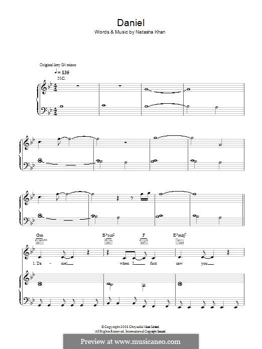 Daniel (Bat for Lashes): Para vocais e piano (ou Guitarra) by Natasha Khan