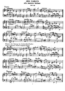 Aria and Variations in Italian Style in A Minor, BWV 989: para cravo by Johann Sebastian Bach