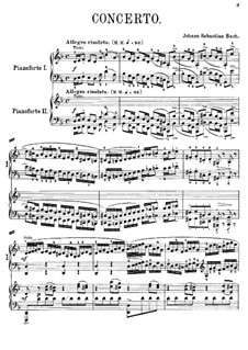 Concerto for Harpsichord and Strings No.1 in D Minor , BWV 1052: arranjos para dois pianos de quatro mãos by Johann Sebastian Bach