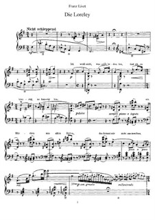 Die Lorelei, S.273: Partitura piano by Franz Liszt