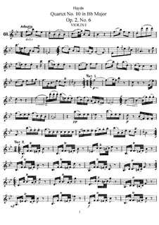 String Quartet No.10 in B Flat Major, Hob.III/12 Op.2 No.6: Partes by Joseph Haydn