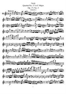 String Quartet No.17 in F Major, Hob.III/26 Op.17 No.2: Partes by Joseph Haydn