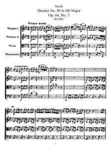 String Quartet No.50 in B Flat Major, Hob.III/67 Op.64 No.3: partituras completas, partes by Joseph Haydn