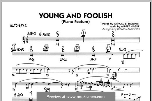 Young and Foolish (Dean Martin): Alto Sax 2 part by Albert Hague