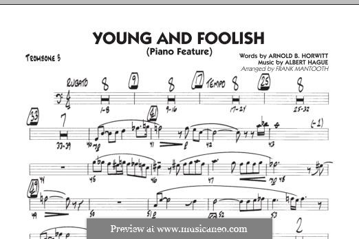Young and Foolish (Dean Martin): Trombone 3 part by Albert Hague