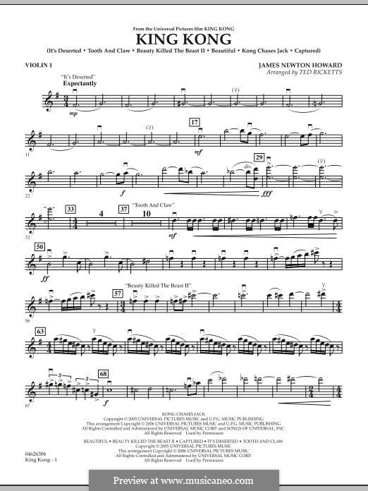 King Kong: Violin 1 part by James Newton Howard