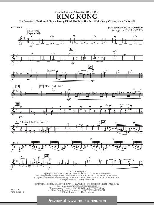 King Kong: Violin 2 part by James Newton Howard