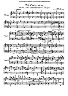 Twenty-Four Variations on Arietta 'Venni Amore' by Righini, WoO 65: Para Piano by Ludwig van Beethoven