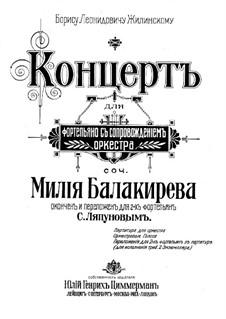 Concerto for Piano and Orchestra No.2 in E Flat Major, Op. posth.: dois pianos de quatro mãos by Mily Balakirev