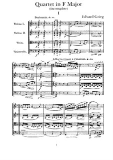 String Quartet in F Major, EG 117: Partitura completa by Edvard Grieg