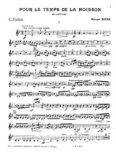 Pour le temps de la moisson for String Quartet: violino parte II by Étienne Royer