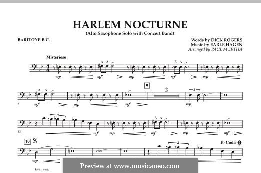 Harlem Nocturne (Alto Sax Solo with Band): Baritone B.C. part by Earle Hagen