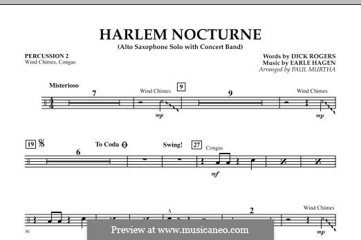 Harlem Nocturne (Alto Sax Solo with Band): Percussion 2 part by Earle Hagen