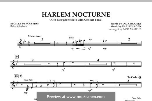 Harlem Nocturne (Alto Sax Solo with Band): Mallet Percussion part by Earle Hagen