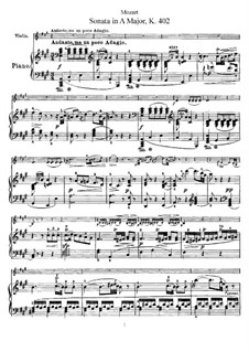 Sonata for Violin and Piano No.29 in A Major, K.402: partitura, parte solo by Wolfgang Amadeus Mozart