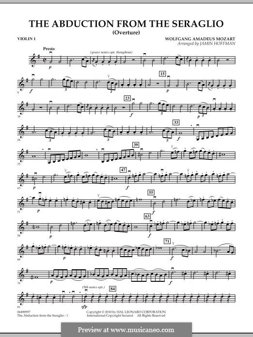 Overture: Violin 1 part by Wolfgang Amadeus Mozart