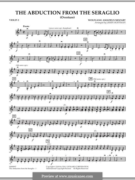 Overture: Violin 2 part by Wolfgang Amadeus Mozart