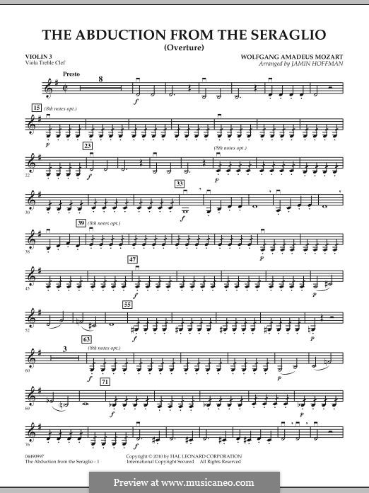 Overture: Violin 3 (Viola Treble Clef) part by Wolfgang Amadeus Mozart
