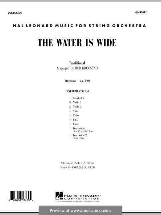 The Water is Wide (O Waly, Waly), Printable scores: partitura completa by folklore
