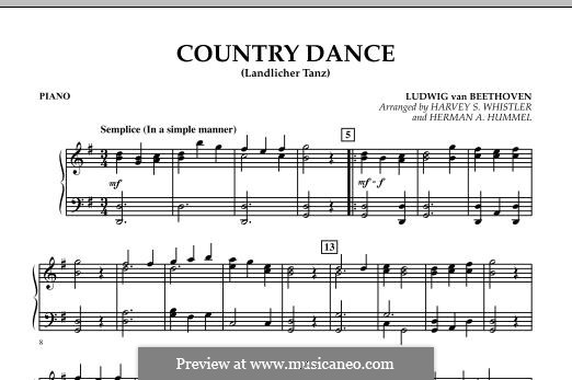 Country Dance (Landlicher Tanz): parte piano by Ludwig van Beethoven