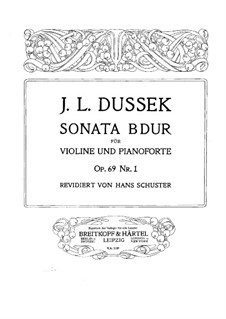 Three Sonatas, Op.69: Sonata for Piano and Violin No.1, Craw 240 by Jan Ladislav Dussek