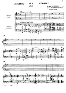 Concerto for Piano and Orchestra No.3, Op.37: Versão para dois pianos de quatro mãos by Ludwig van Beethoven