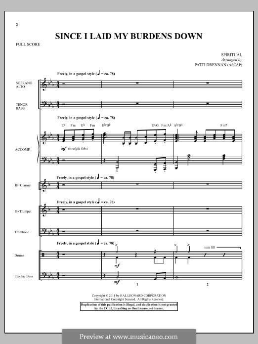 Since I Laid My Burdens Down: partitura by Unknown (works before 1850)