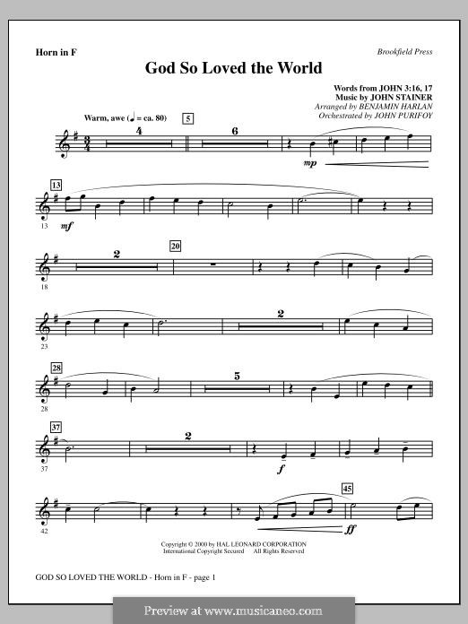 God so loved the world: F Horn part by John Stainer