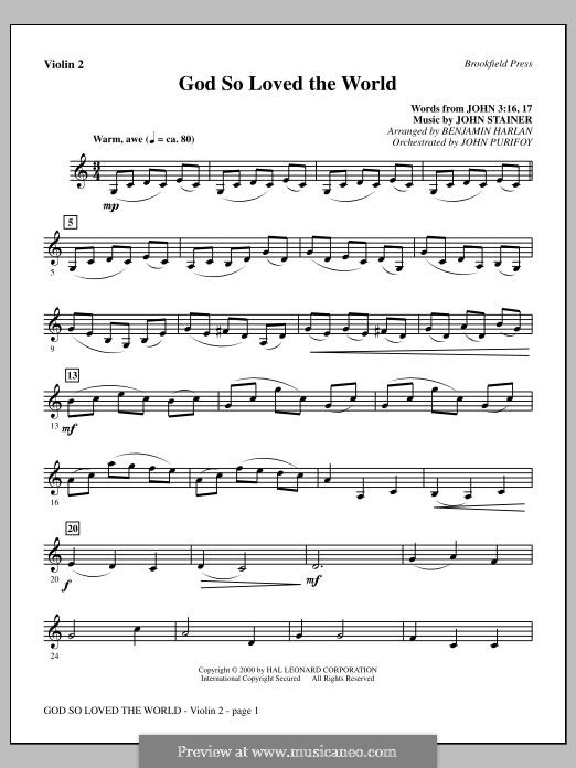 God so loved the world: Violin 2 part by John Stainer