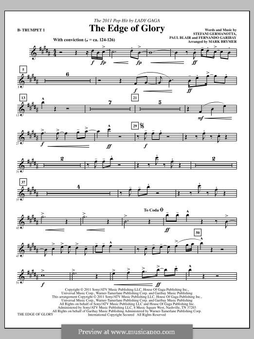 The Edge of Glory (Lady Gaga): Bb Trumpet 1 part by Fernando Garibay, Paul Blair, Stefani Germanotta