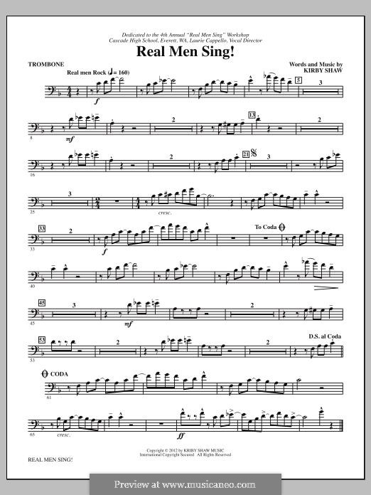 Real Men Sing!: parte trombone by Kirby Shaw