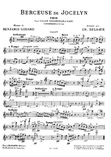 Berceuse: For violin, cello, piano and double bass (ad libitum) – violin part by Benjamin Godard