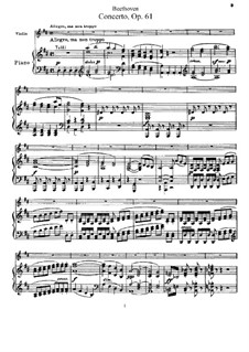 Concerto for Violin and Orchestra in D Major, Op.61: versão para violino e piano by Ludwig van Beethoven