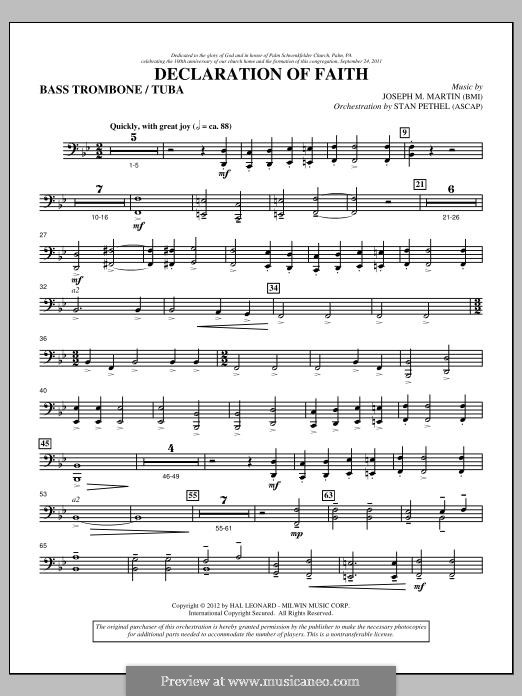 Declaration of Faith: Bass Trombone/Tuba part by Joseph M. Martin