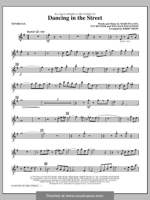 Dancing in the Street (Martha & The Vandellas): Bb Tenor Saxophone part by Ivory Joe Hunter, Marvin P. Gaye, William Stevenson