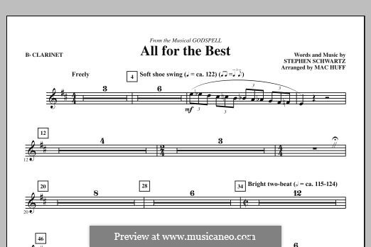 All for the Best: Bb Clarinet part by Stephen Schwartz