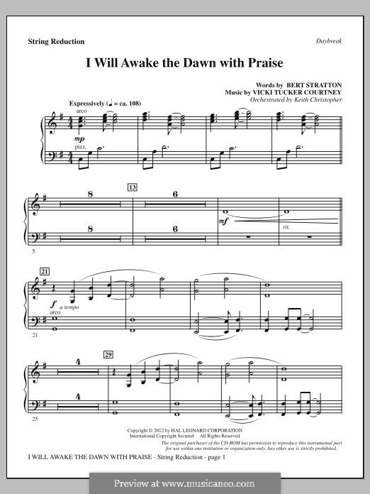 I Will Awake the Dawn with Praise: Keyboard String Reduction part by Vicki Tucker Courtney