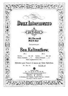 Intermezzo No.2 in G Major for Orchestra: arranjos para pianos de quatro mãos - partes by Vasily Kalinnikov