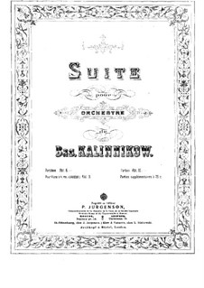 Suite for Orchestra: arranjos para pianos de quatro mãos - partes by Vasily Kalinnikov