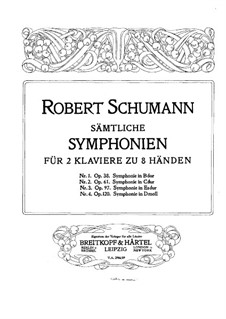 Symphony No.3 in E Flat Major 'Rhenish', Op.97: Version for two pianos eight hands – piano II parts by Robert Schumann