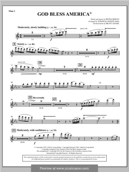 Choir Instrumental Pak version (arr. Joseph Martin): Flute 1 part by Irving Berlin