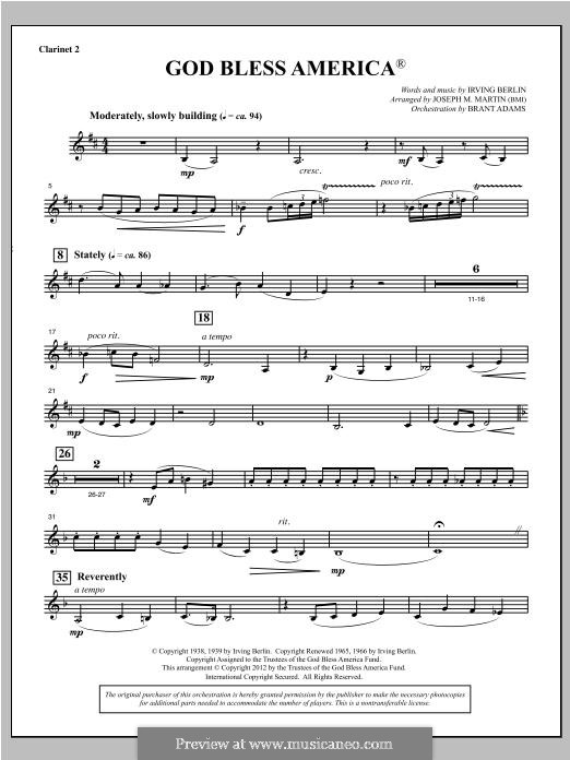 Choir Instrumental Pak version (arr. Joseph Martin): Bb Clarinet 2 part by Irving Berlin