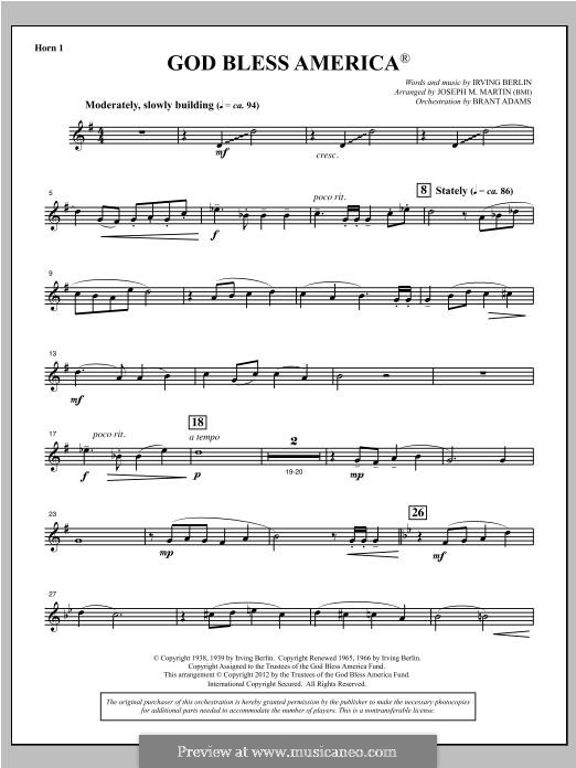 Choir Instrumental Pak version (arr. Joseph Martin): F Horn 1 part by Irving Berlin