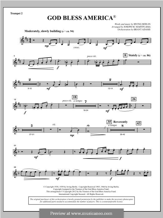 Choir Instrumental Pak version (arr. Joseph Martin): Bb Trumpet 2 part by Irving Berlin