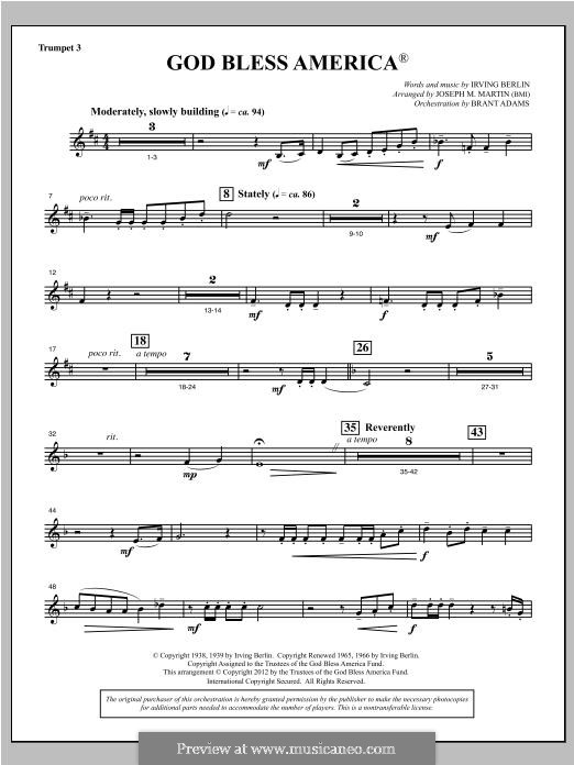 Choir Instrumental Pak version (arr. Joseph Martin): Bb Trumpet 3 part by Irving Berlin