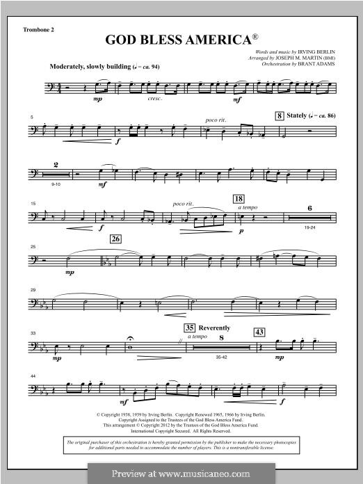 Choir Instrumental Pak version (arr. Joseph Martin): Trombone 2 part by Irving Berlin