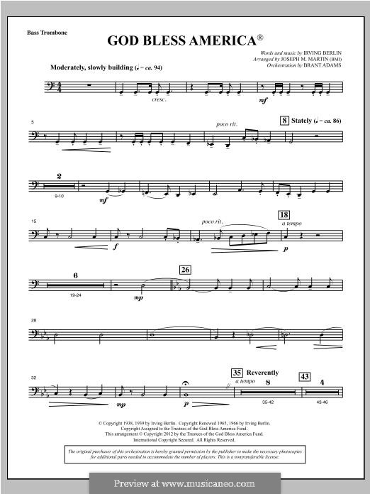 Choir Instrumental Pak version (arr. Joseph Martin): Bass Trombone part by Irving Berlin